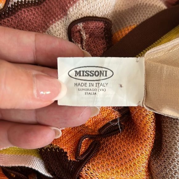 Missoni dress mini ruffles criss cross straps orange yellow brown size 40 - Picture 12 of 16